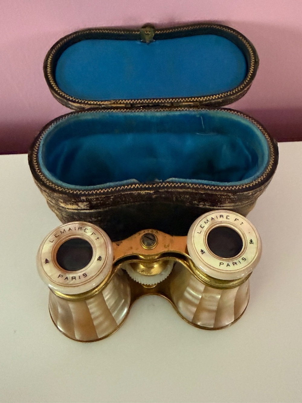Lemaire Paris Opera Glasses, Vintage,Mother-of-Pearl, Original Case c.1880–1900